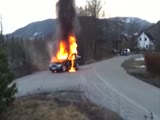 Car Catches Fire And Rolls Down The Street!