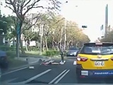 Cute Girl On A Bicycle Has A Very Lucky Escape