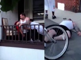 Drunk Guy Gets Thrown Off A Porch And Lands With A Thud