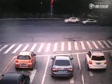 Car gets smashed by truck