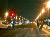 Old Woman Slowly Ran Over From Behind On A Russian Pedestrian Crossing