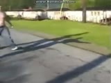 Black thug beating the shit out of white guy