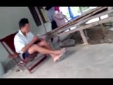 Man beats his wife and wants to stab her