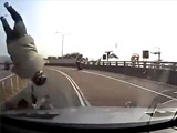 Scooter Rider Rides Head On Into An Oncoming Car