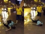 Taxi Driver Knocks Out Drunk Passenger With A Kick To The Face