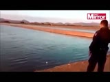 Mexican trooper shoots crocodile for fun