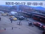 Couple Holding Hands Struck By A Very Long Fast Moving Bus