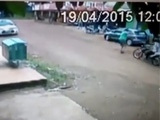 Man Walking Down The Street Gets Hit By A Motorcycle