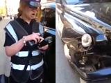 Female Parking Warden Tries To Ticket A Guy Who Just Crashed