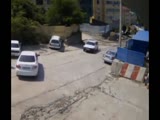 Cars crushed by truck without brakes.