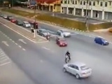 Biker Gets Smashed By A Speeding Car