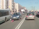 Woman Hurrying To Catch The Bus Completely Run Over By An SUV