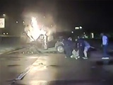 Texas Cops Save Unconscious Man From Explosive Car Accident