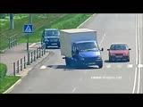 woman runs directly under the car