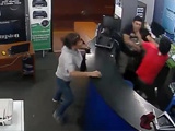 Mother Brings Her Fat Son To The Electronics Store To Pound The Cashier