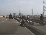 Scooter Rider Slams Into A Path And Falls Under A Car