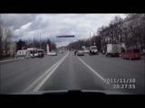 pedestrian kicks the car that hit him