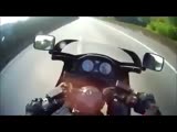 biker loses control and falls