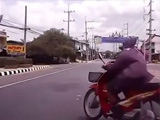 Fat Female Rider Without A Care In The World Glides Into A Cars Path