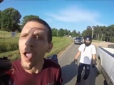 Guy Almost Runs A Biker Off The Road And Has An Attitude To Boot