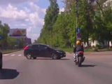 Speeding Biker Smashes Straight Into The Side Of A Car