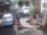 Out Of Control Car Wipes The Street Clear Of Pedestrians