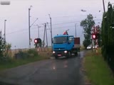 Train hits the truck on the crossing