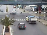 Two Guys On A Scooter Smashed By Truck - Three Angles