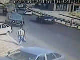 Russian Girl Standing By A Crash Barrier Gets Crushed By A Cement Truck