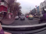 old lady gets lightly hit by scooter