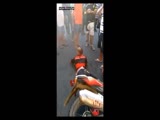 idiot thug fell on stolen bike and stucked