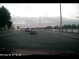 car loses control and crahes in the oppsite lane cars