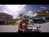 idiot tourist makes a selfie on a motobike