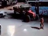 Out Of Control Tractor Runs Over A Woman Crossing The Street