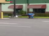 Guy Takes A Dump Out Side in A Bank Parking Lot!