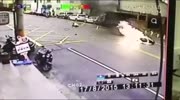 Scooter explodes on fire when hit by drunkdriver