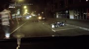 Drunk Driver Crashes Into A Parked Car And Takes Out Two Bikers