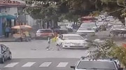 Rider Flies Like A Bullet After Car Pulls Out