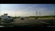 Drunk idiot opens the door in the middle of the highway