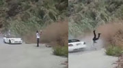 Guy Taking A Selfie Gets Tailwhipped By Drifting Car