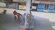 Motorcyclist Manages To Set His Crotch On Fire At A Gas Station