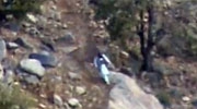 Lone Man Walking Down A Hillside Blown Sky High By An IED