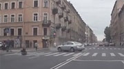 Impressive Dismount By Biker When He Slams Into A Turning Car