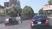 Car Pulls Across Biker Sending Him Into A World Of Pain