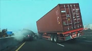 Car Squashed By Truck In Nasty Highway Accident