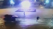 Speeding Car Totally Demolishes Roller Skating Man