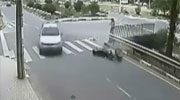 Motorcyclist Loses Control Hits A Guard Rail And Somersault Into The River