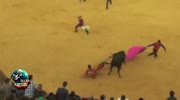 Angry bull rips down man's trousers AND underwear