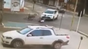 Biker Crashes Into A Car Then Gets Runs Over By It Too