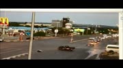 driver falls out of his car after accident